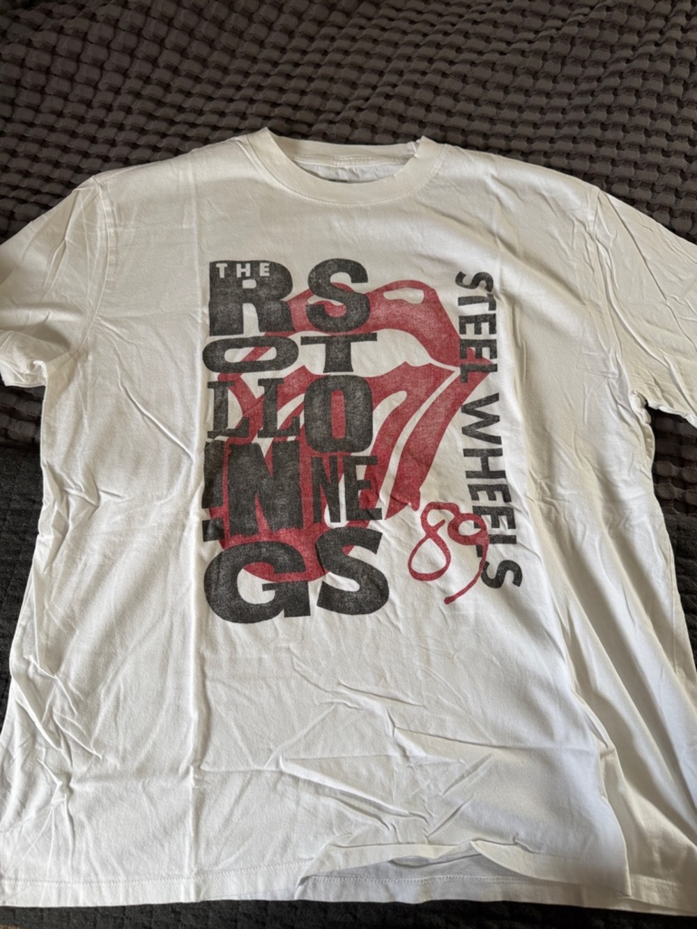 Abercrombie and Fitch the Rolling Stones White Tee with Red & Black Tongue